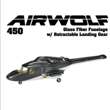 New version Bell 222 Fiber glass 450 airwolf fuseage helicopter W/retracts& metal landing gear airwolf 450 V3 wholesale P2
