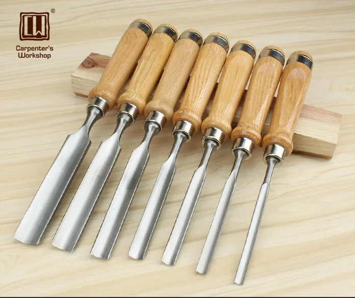 

Carpenter's Workshop,7Pcs + Cloth Bag Alloy Steel Broad Chisel Flat Spade Woodworking Chisel