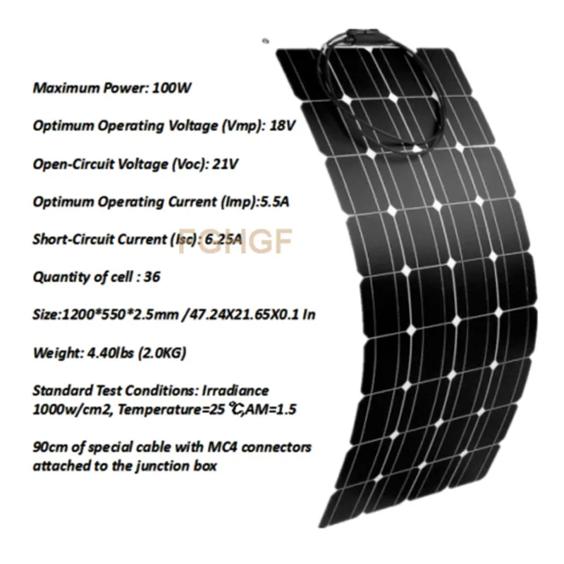 1 шт. 2 шт. 3 шт. 4 шт. 100 Вт портативная солнечная панель гибкая 100 Вт пластина монокристаллическая Кремниевая фотогальваническая панель RV лодка кемпинг