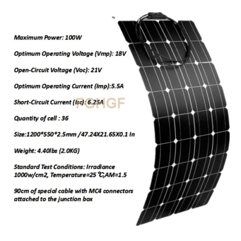 100 Вт 200 Вт 300 Вт 400 Вт портативная солнечная панель гибкая 100 Вт пластина 36 ячеек монокристаллическая Кремниевая фотогальваническая панель RV лодка кемпинг
