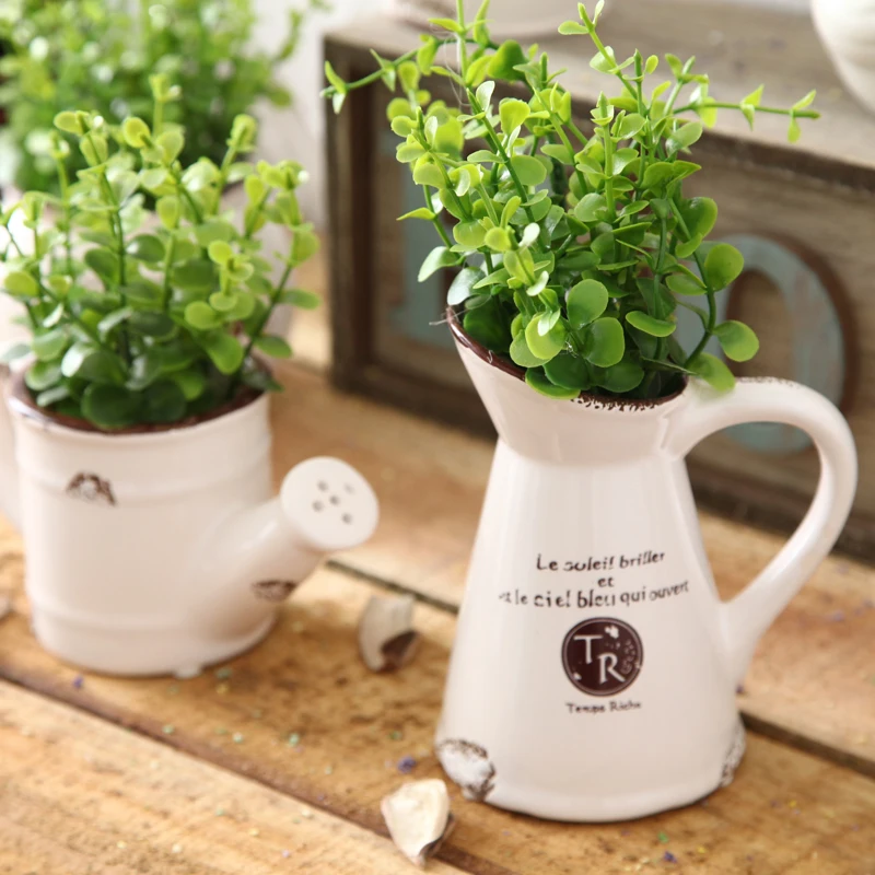 

Ceramic Flower Pot Home Decoration Pastoral Style Artificial Flower Beautiful Flower Tub for Desktop Decor Garden Ornaments Vase