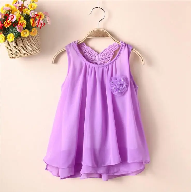 

Children Flower Floral Appliques Clothing Kids Girls Baby O-Neck Sleeveless Summer Lace Hollow Dress Toddler Princess Clothes