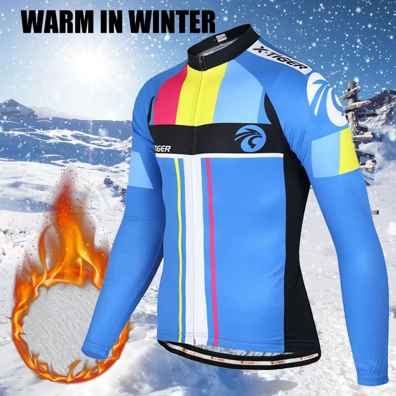 X-Tiger зимние велосипедные футболки с длинным рукавом велосипедная одежда Maillot Ropa Ciclismo Invierno Man термальная флисовая велосипедная одежда
