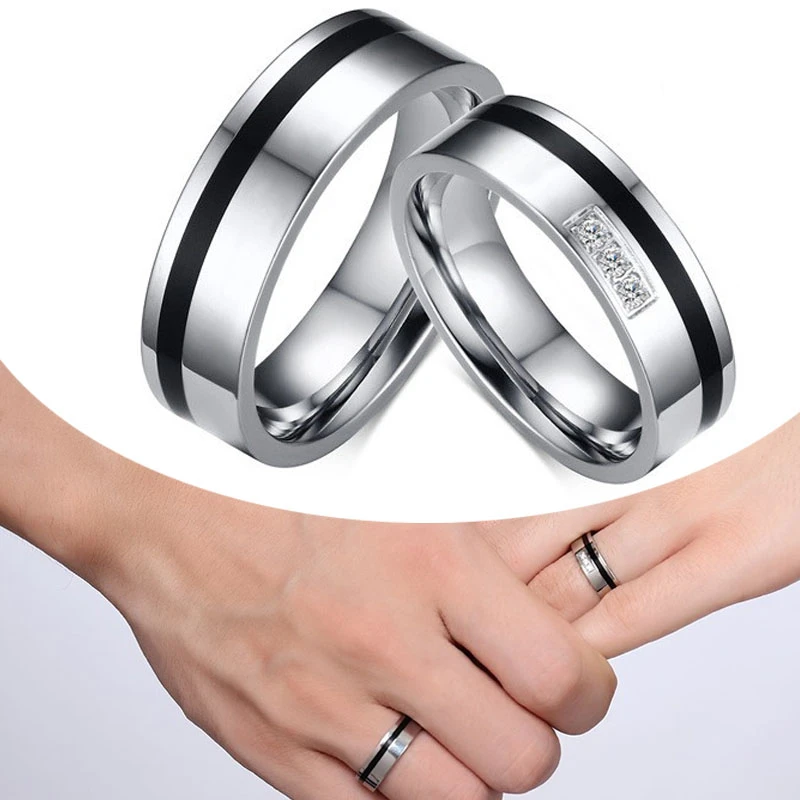 Anillo de pareja de acero inoxidable con anillo de para parejas anillos góticos mujeres y - AliExpress