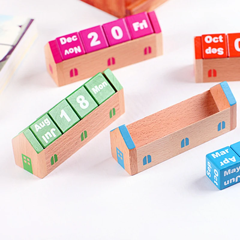 DIY Cute Kawaii Wooden Perpetual Table Calendar Novelty Desk Calendars