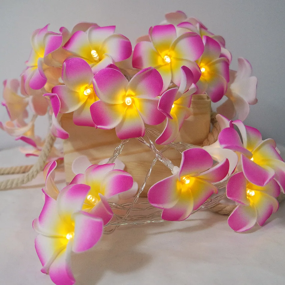 

Creative DIY frangipani LED String Lights, AA Battery floral garland with led, Event Party wreath decoration,floral arrangement