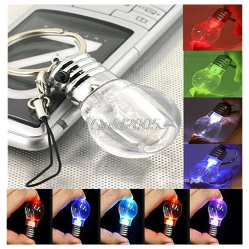 

Mini LED Flashlight Light Bulb Rainbow Colors Keychain Key Ring Lamp Torch Gift G07 Whosale&DropShip