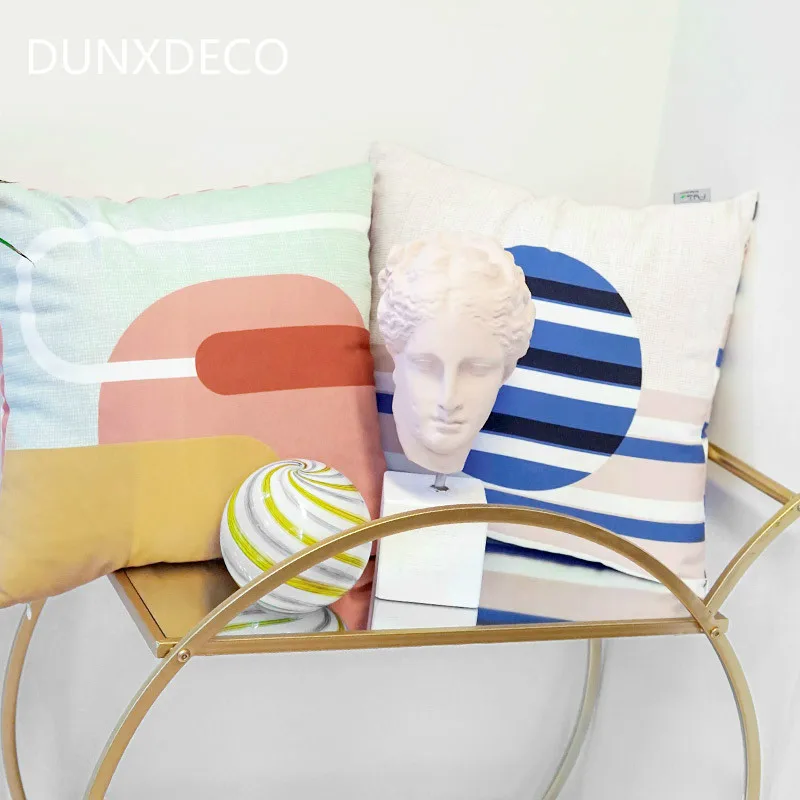

DUNXDECO Cushion Cover Square Pillow Case Modern Art Colorful Simple Geometric Sofa Decorative Housse de coussin Bedding