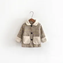 Для маленьких мальчиков зимняя куртка толстый мех ягненка отложным воротником теплые пальто в клеточку для девочек мягкий хлопок зима теплая верхняя одежда