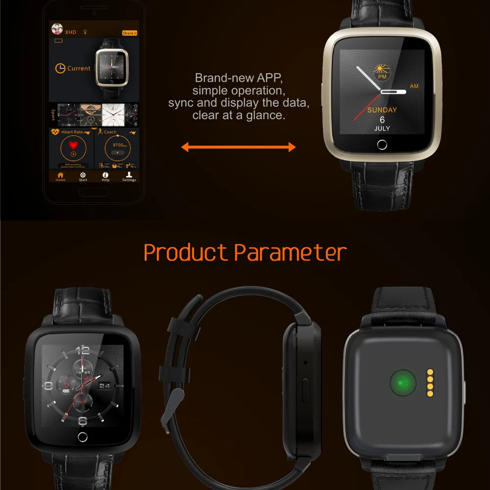 

Bluetooth Smart Watch, 1.54'' Fitness Sports Wristwatch with Removable Leather Strap & Charging Clip for Xiaomi iphone on sale