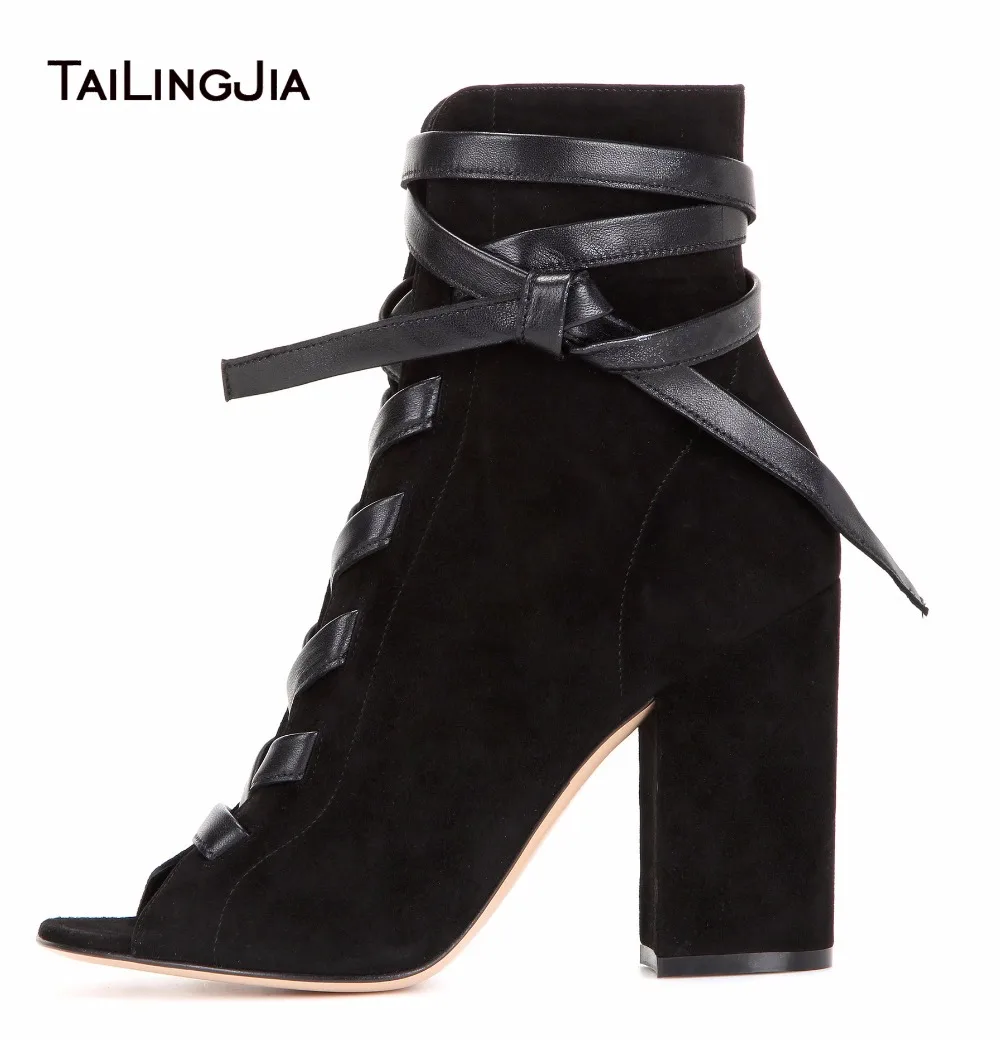 chunky heel platform open toe boots