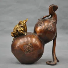 " Китай Бронза Гармоничной счастливые тыквы Вырезать жаба bat Фигурка