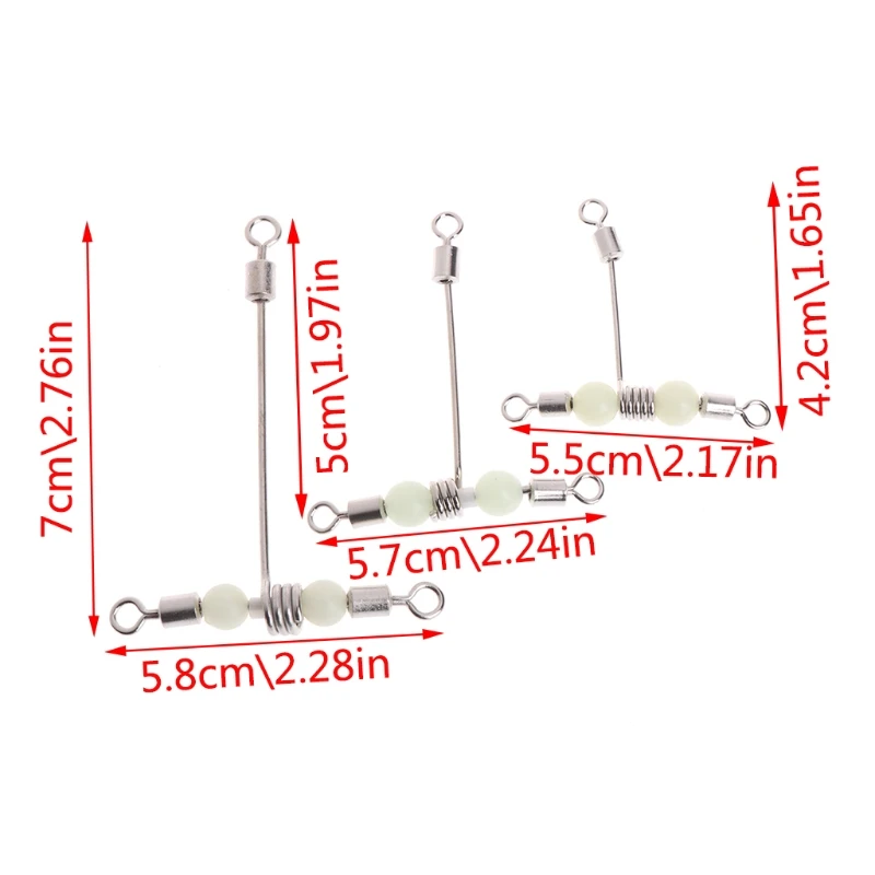 Рыболовные поворотные ночные светящиеся бусины 3 Way Т-образной прокатки Разъем Крест линии