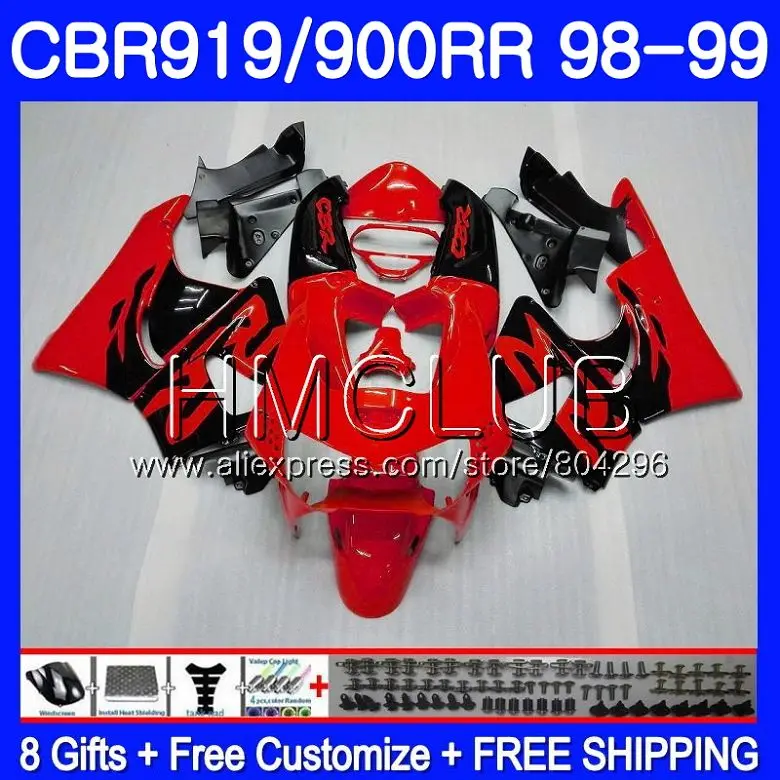 

Body For HONDA CBR 900RR CBR 919RR CBR919RR 98 99 69HM.6 CBR900 RR CBR 919 RR CBR900RR CBR919 RR Hot red black 1998 1999 Fairing