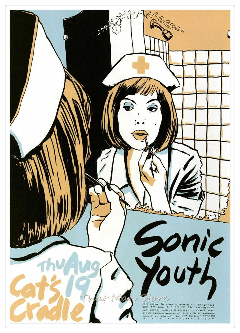 Sonic Youth панк-рок украшения для дома, белая крафт-бумага, плакат, рисунок, наклейки на стену - Цвет: Золотой