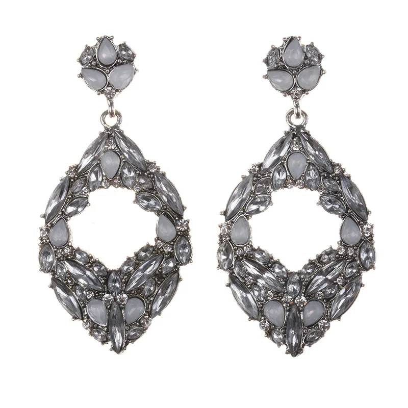 

2019 New Bohemian White stones Dangle Earrings For Women Wedding Gift Brand Hot Big Long Earrings Drop Jewelry Wholesale