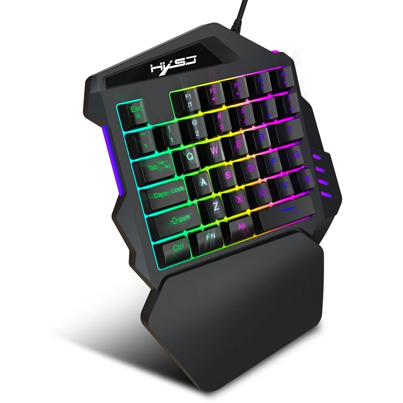 Hxsj Mini One-Hand Mechanical Keyboard Gaming Keyboard V100 35 Keys Colorful Backlit Game Keyboard For Pc Computer Android Win