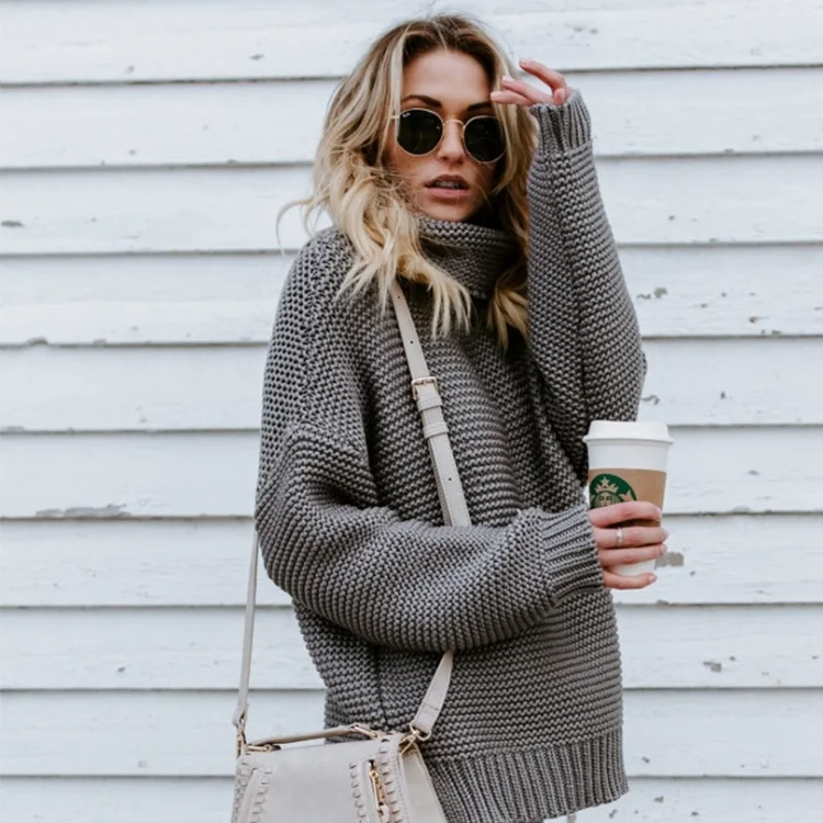 

2019 Spring Sweater Pure Color Large Code OL Commuter Turtleneck Sweater Women Pullovers Turtleneck Computer Knitted Sweater