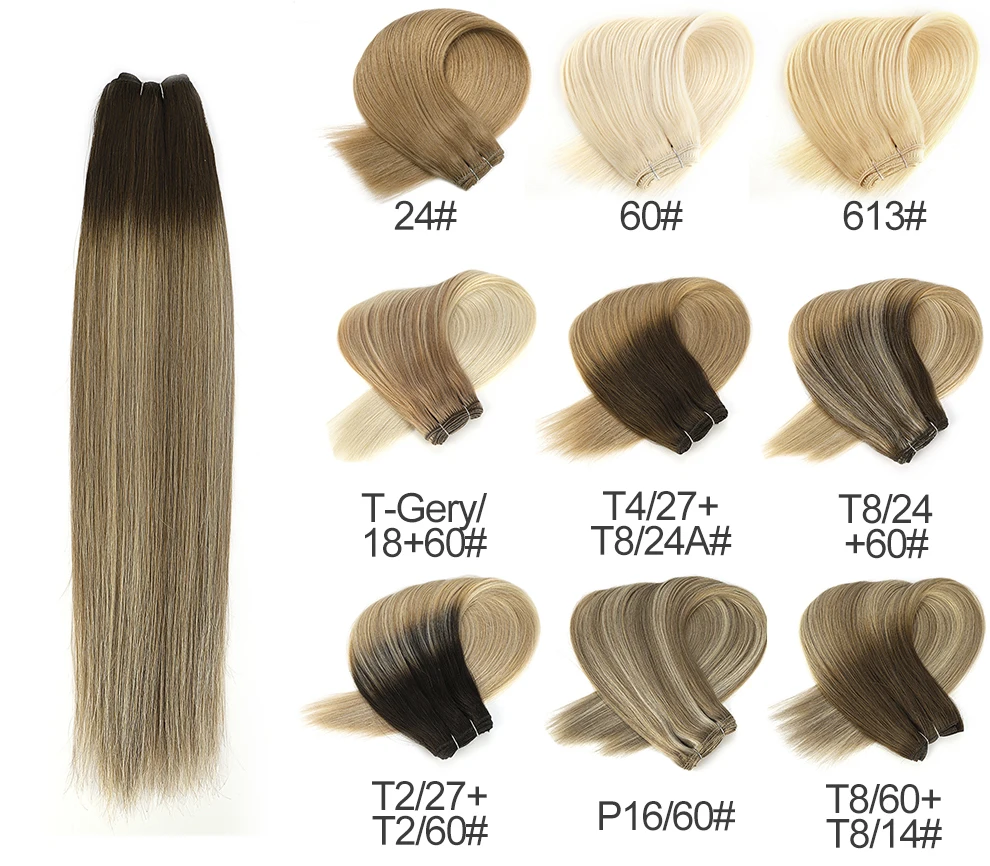 K.S парики 24 ''100 г/шт. прямые волосы Реми уток человеческих волос для наращивания двойные нарисованные человеческие волосы пучки