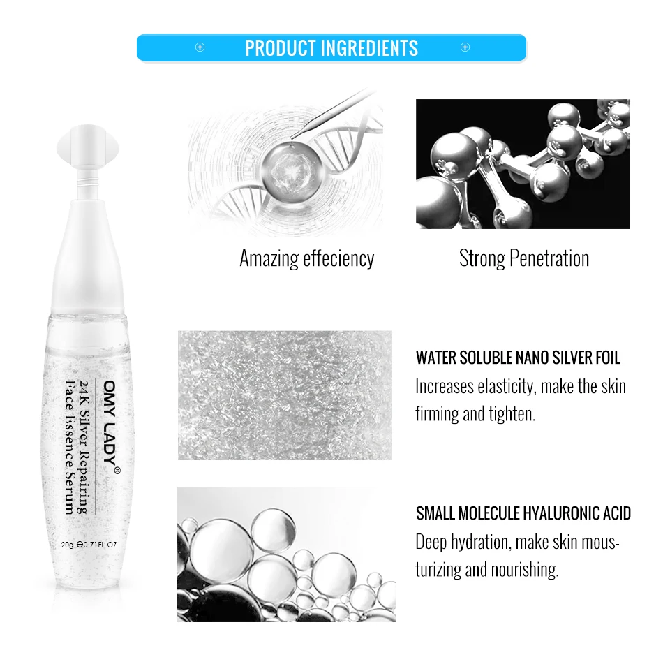24 K серебряное восстанавливающая эссенция для лица Сыворотки уход за кожей лица Уход за кожей с сывороткой, уменьшает поры, против старения интенсивный лифтинг, укрепление
