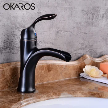 

OKAROS Waterfall Basin Faucet Bathroom Faucet Chrome Brass Water Single Handle Bathroom Faucet Tap Mixer torneira do banheiro