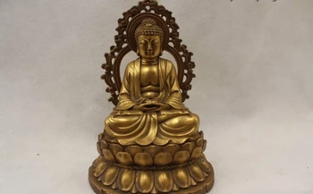 

6"Tibet Tibetan Buddhism Brass Seat Shakyamuni Amitabha Buddha Bowl Statue