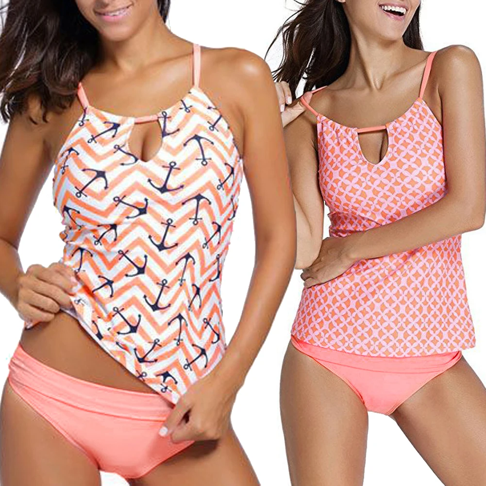 Bikini Women Tankini Plus Size One Piece Swimsuit Push Up Tribal Printed Padded Bikini Set Pink Beachwear Female Bikini Women Tankini Plus Size One Piece Swimsuit Push Up Tribal Printed Padded Bikini Set Pink Beachwear Female