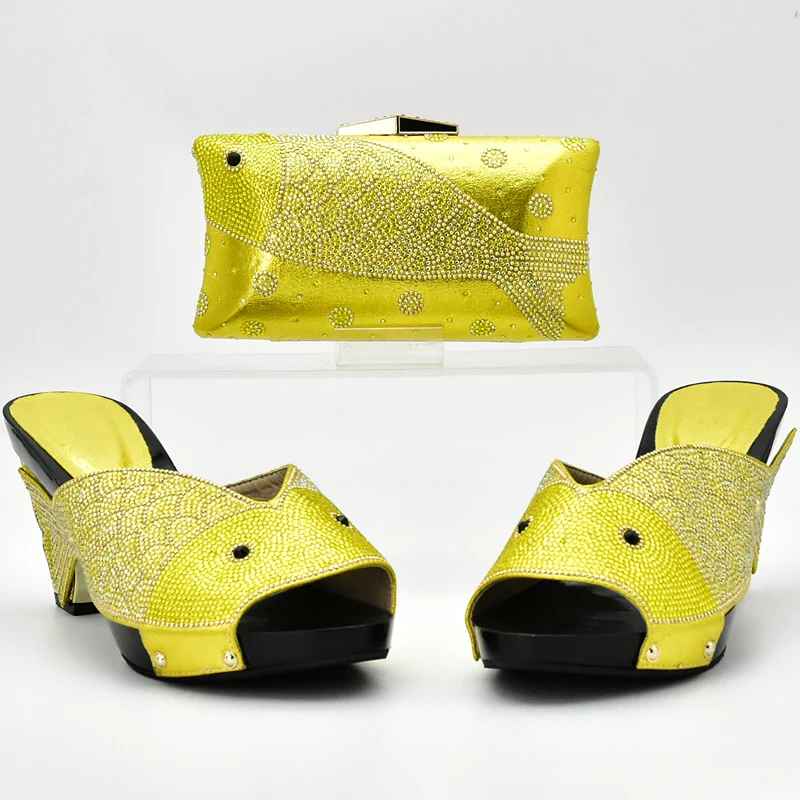 Et Avec rouge Italiennes Africaines argent Chaussures Décoré Couleur Correspondre Jaune Dame Ensemble Nouvelle or Pour Sacs À Strass jaune Arrivée Dames bleu Femmes orange Noir xqABYaIwO