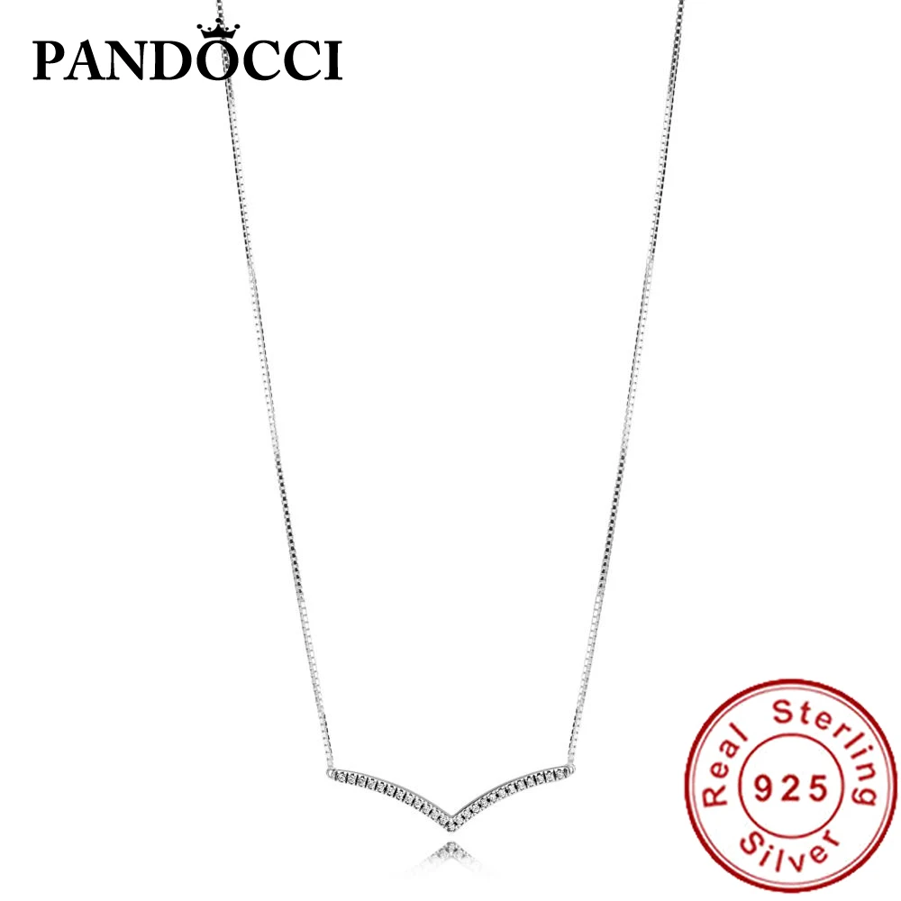

PANDOCCI 100% 925 Sterling Silver 2019 Brand New Spring 397802CZ Shimmering Wish Collier Necklace High Quality Jewelry Wholesale