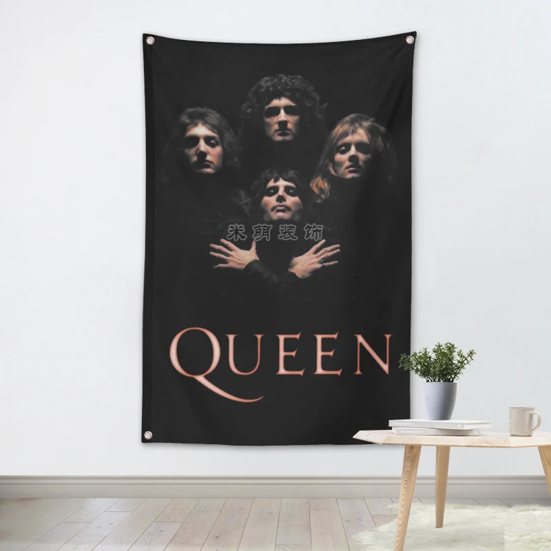 

QUEEN Heavy Metal Rock Band Poster Banners Bar Cafe Hotel Theme Wall Decor Hanging Art Waterproof Cloth Polyester Fabric Flags