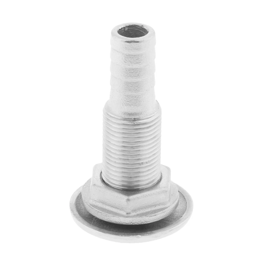  1 Pcs 1/2 Inch Marine-Grade 316 Stainless Steel White Thru-Hull Bilge Pump and Aerator Hose Fitting For Boats Yacht Kayak Etc 
