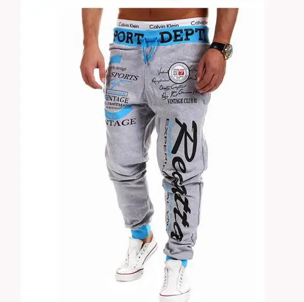 

NEW 2017 Outdoor Digital Letter printing Loose Sport Fitness Jogging GYM Running pants Men Draw string hip hop Sweatpants