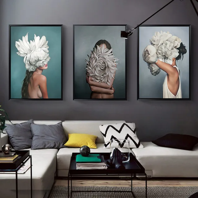

Modern Fashion Art Canvas Painting Sexy Flower Avatar Girl Wall Picture for Living Room Home Decoration Posters and Prints