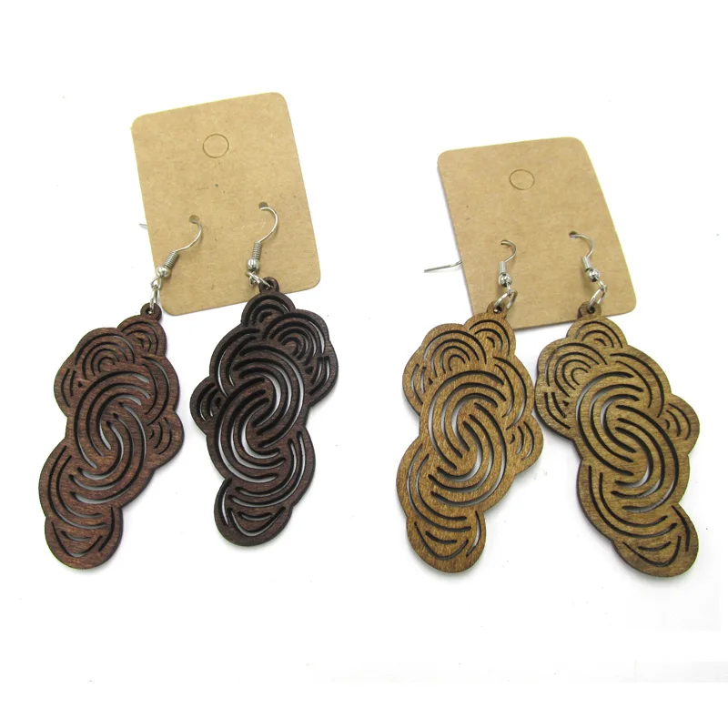 

Free Shipping! 5pairs/lot Laser Cut Cloud Wood Earrings can mixed 2 colors