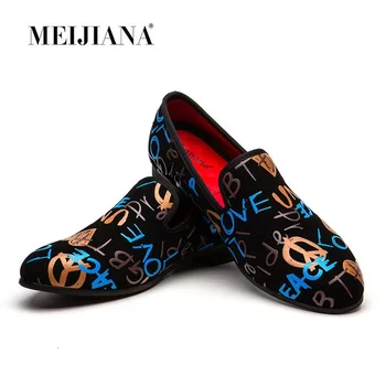 

MEIJIANA New Fashion Summer Loafers Luxury Printed Alphabetic Suede Mens Dress Shoes Slip On Casual Shoes Men's Prom Shoes