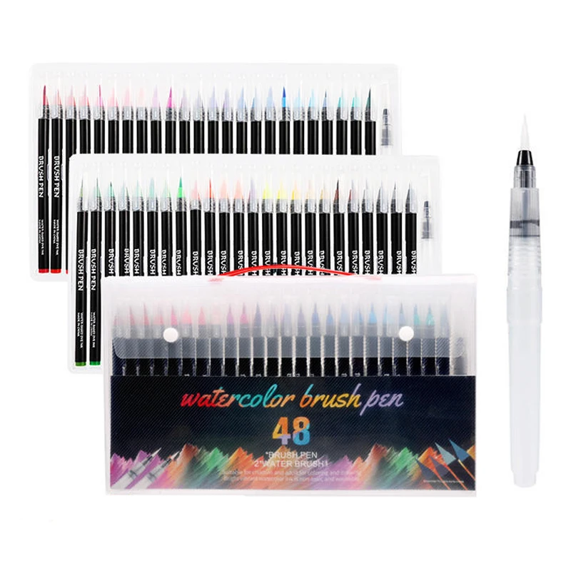 Kaufen 20 24 48 farben Aquarell Pinsel Pen Set mit Wasser Stift Marker Stift Schriftzug Stift Fabricolor Rotulador Marker handlettering