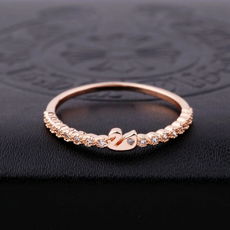 MIGGA Micro Paved Cubic Zirconia Elegant Swan Finger Ring Women Ladies Girls Gift Bague Rose Gold Color