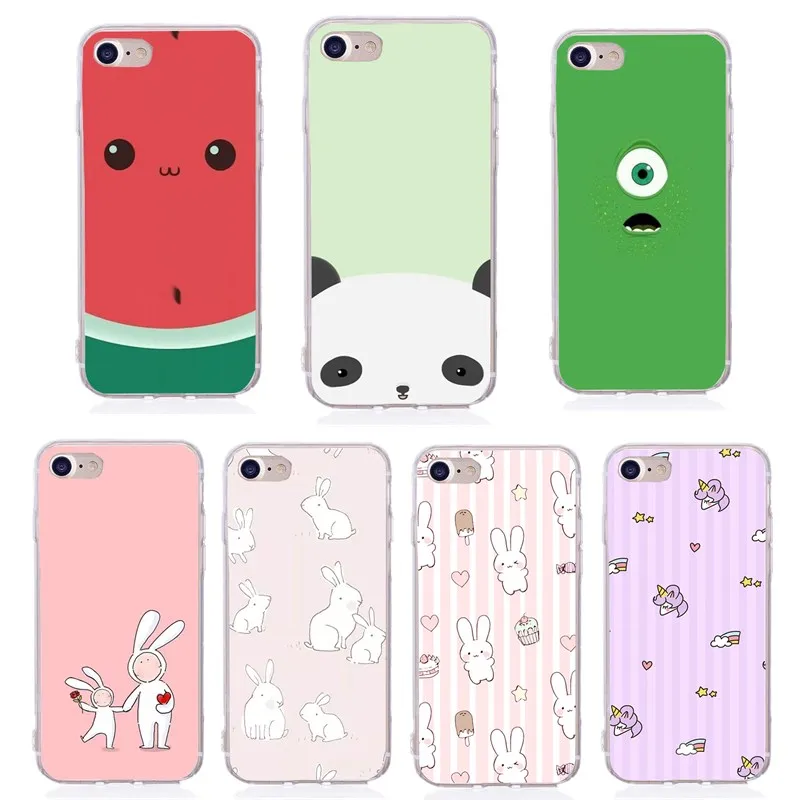 Soft Tpu Cases For Iphone 7 8 Plus X Cute Cartoon Panda Rabbits Girly Cover For Coque Iphone 6 6s 5 5s Se Fundas Capa Fitted Cases Aliexpress