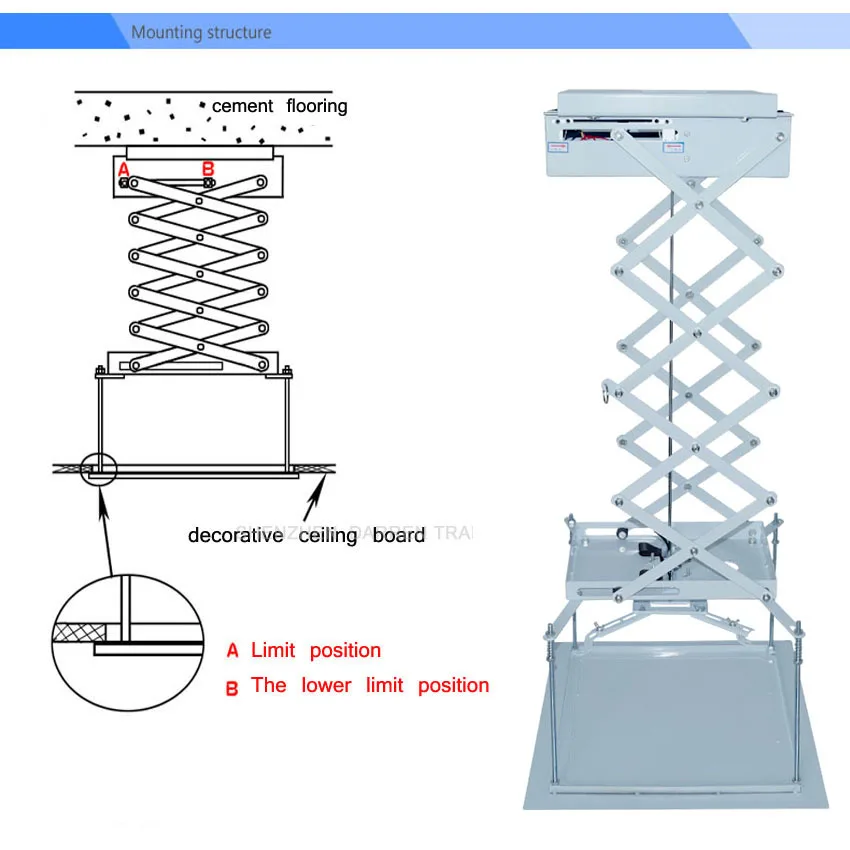1 комплект 1,5 м моторизованный Электрический подъемник ножницы потолочный кронштейн для крепления проектора подъемник проектора дистанционное управление