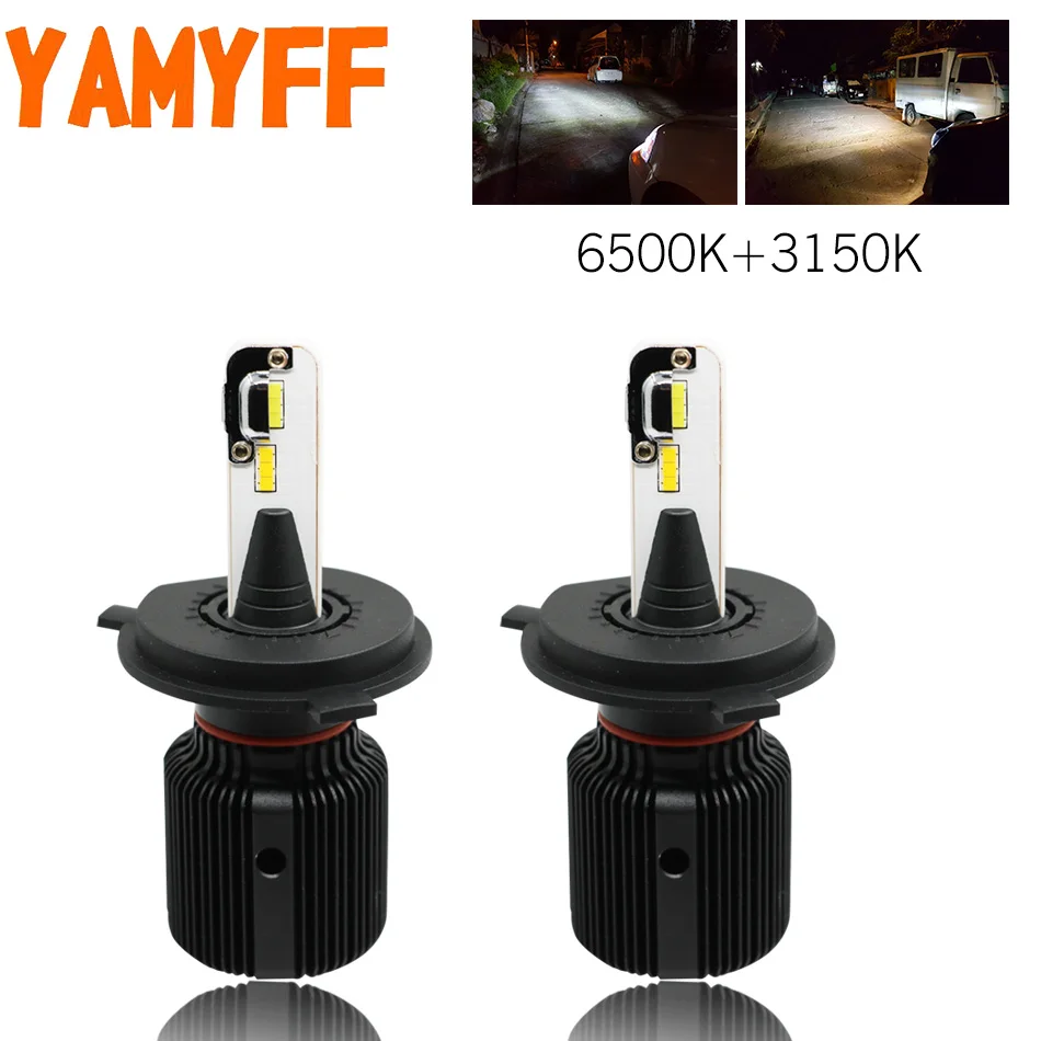 

YAMYFF H4 LED H7 Car Headlight H11 3150K 6500K Dual Double color Lights Bulbs HB3 HB4 9005 12V 8000LM Auto Fog Light Bulb Lamps