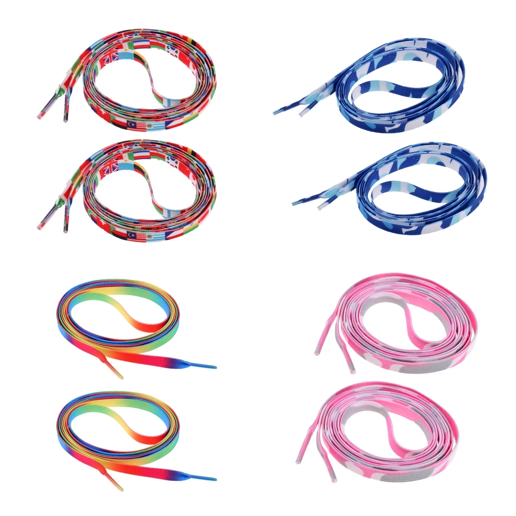 Perfeclan 1 Pair 180cm Knitted Shoelaces for Roller Skates Boots Hockey Skates Skating Rainbow Color Men & Women 
