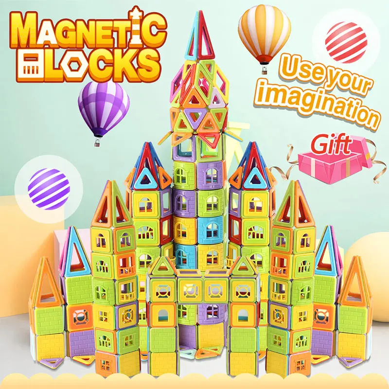 Koop 114 stuks Tot 196 STUKS Magnetische Blokken Magnetische Designer Bouw Speelgoed Set Magneet Educatief Speelgoed Voor Kinderen Kids Gift