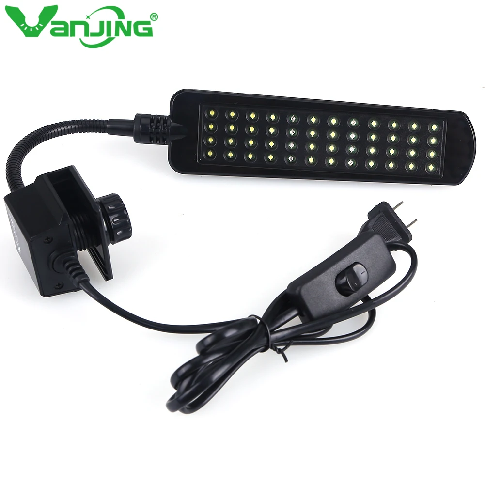 48 LEDs 220V Aquarium Clamp Clip Fishing Tank Lighting, White & Blue