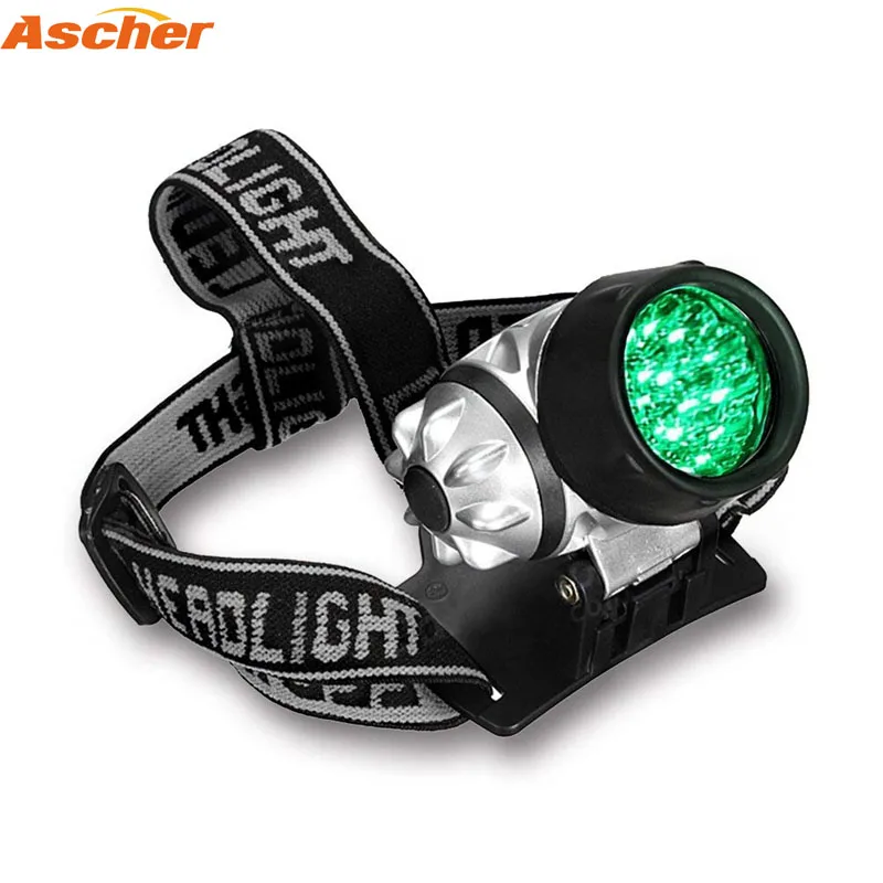 

Ascher 19 LED Green Head Lamp High Intensity Flash Light Hydroponics Horticulture Grow Room Head Light FlashLight AAA Batteries
