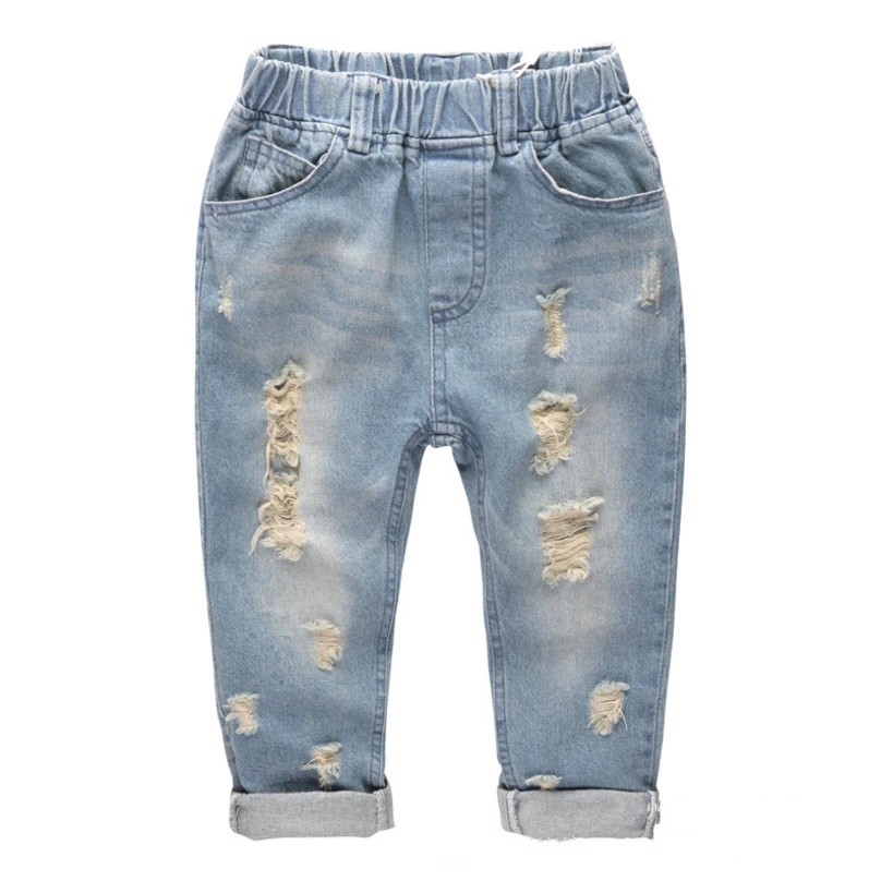 

2018New Design Children's Pants Boys Girls High Quality Fashion Hole Jeans Cotton100% Solid Leisure Pant Kid Clothes