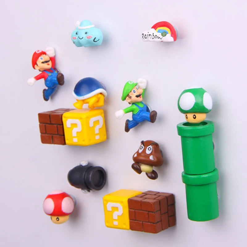 

Super Mario Magnet DIY Fridge Refrigerator Magnet TV FC Childhood Gaming Cartoon 3D Ice Box Paster Icebox Sticker Craft Magnets