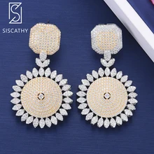 Siscathy 36*62 мм роскошные женские серьги с большим кулоном полный