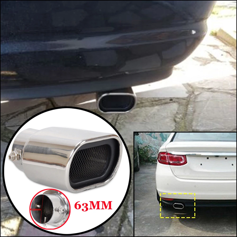 

Replacement Car Exhaust Pipe Straight StainlessSteel SUV Tail Muffler Silver