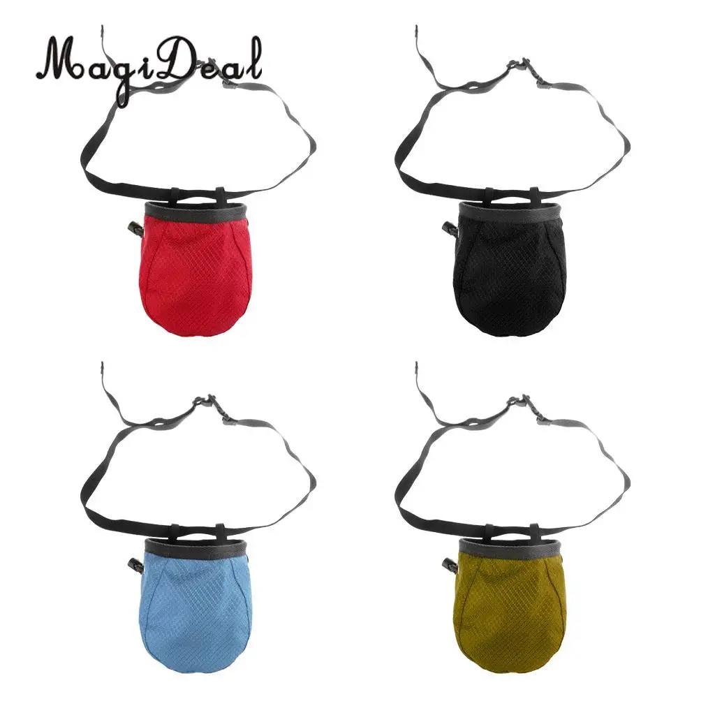 MagiDeal Cylinder Chalk Bag Pouch for Rock Climbing with Drawstring Corded Closure and Waist Belt