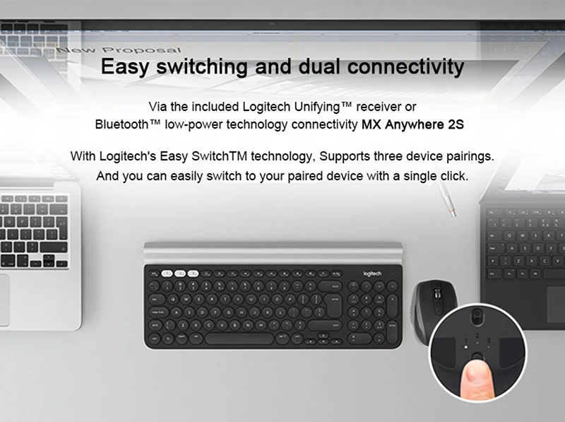 Беспроводная мышь logitech MX Anywhere 2 S, Bluetooth, 2,4 ГГц, беспроводная и Bluetooth Nano мышь с поддержкой 4000 dpi, официальный тест агентства